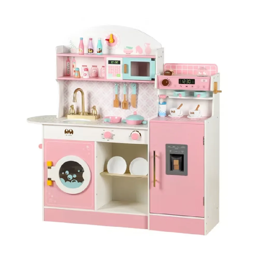 Little Angel, Kids Wooden Kitchen Playset, Pink, by One Elephant, wooden pretend toys, ages 3+