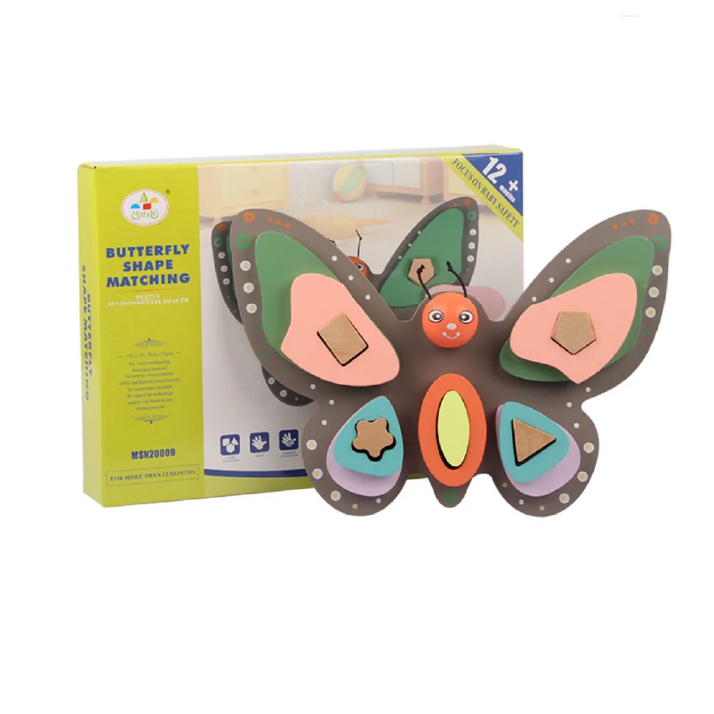 Butterfly Colors Shape Sorting, by One Elephant, wooden pretend toys, ages 1 to 2