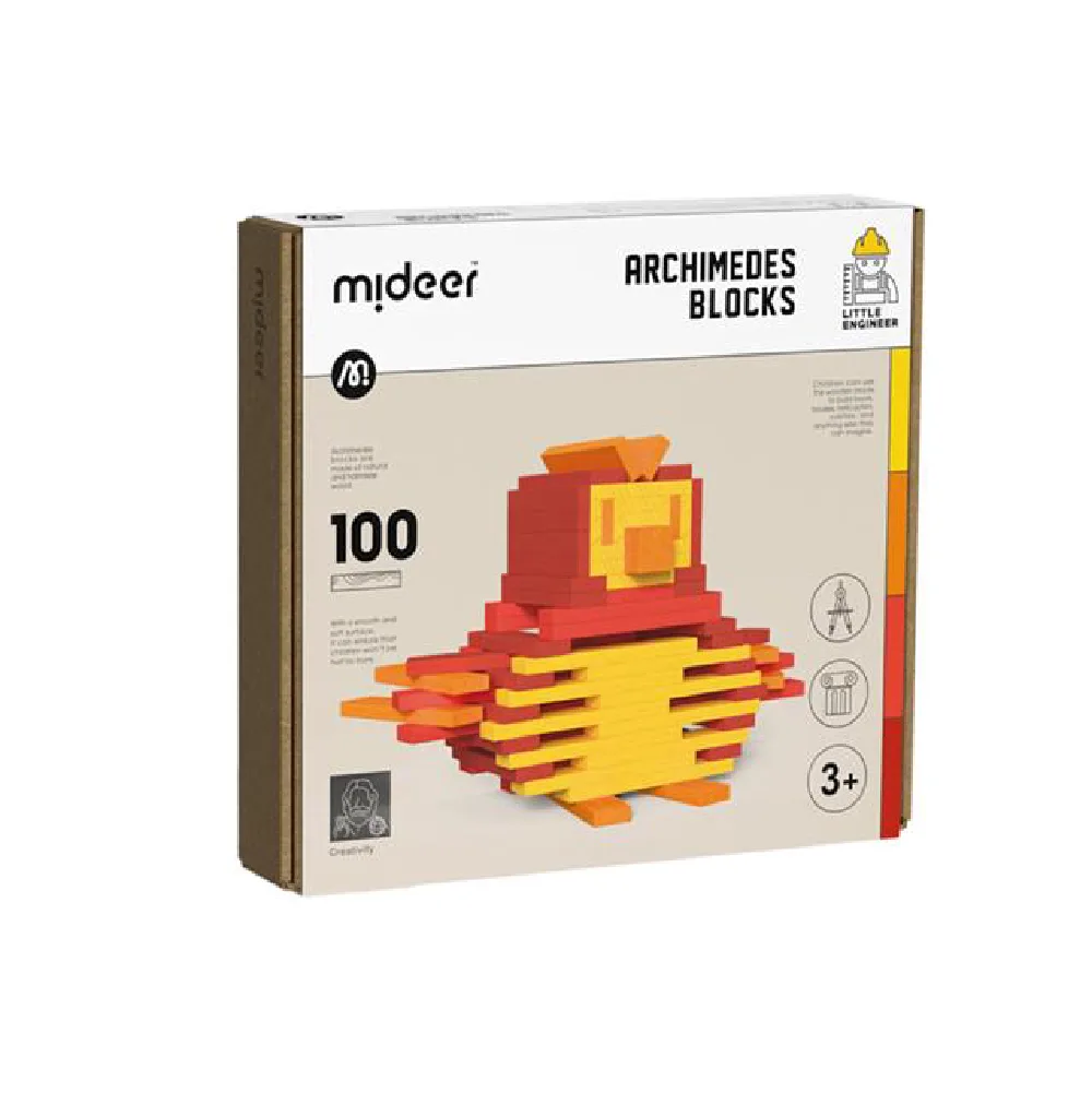 Archimedes Wooden Blocks, Warm Color Palette, by Mideer, building blocks, ages 3+