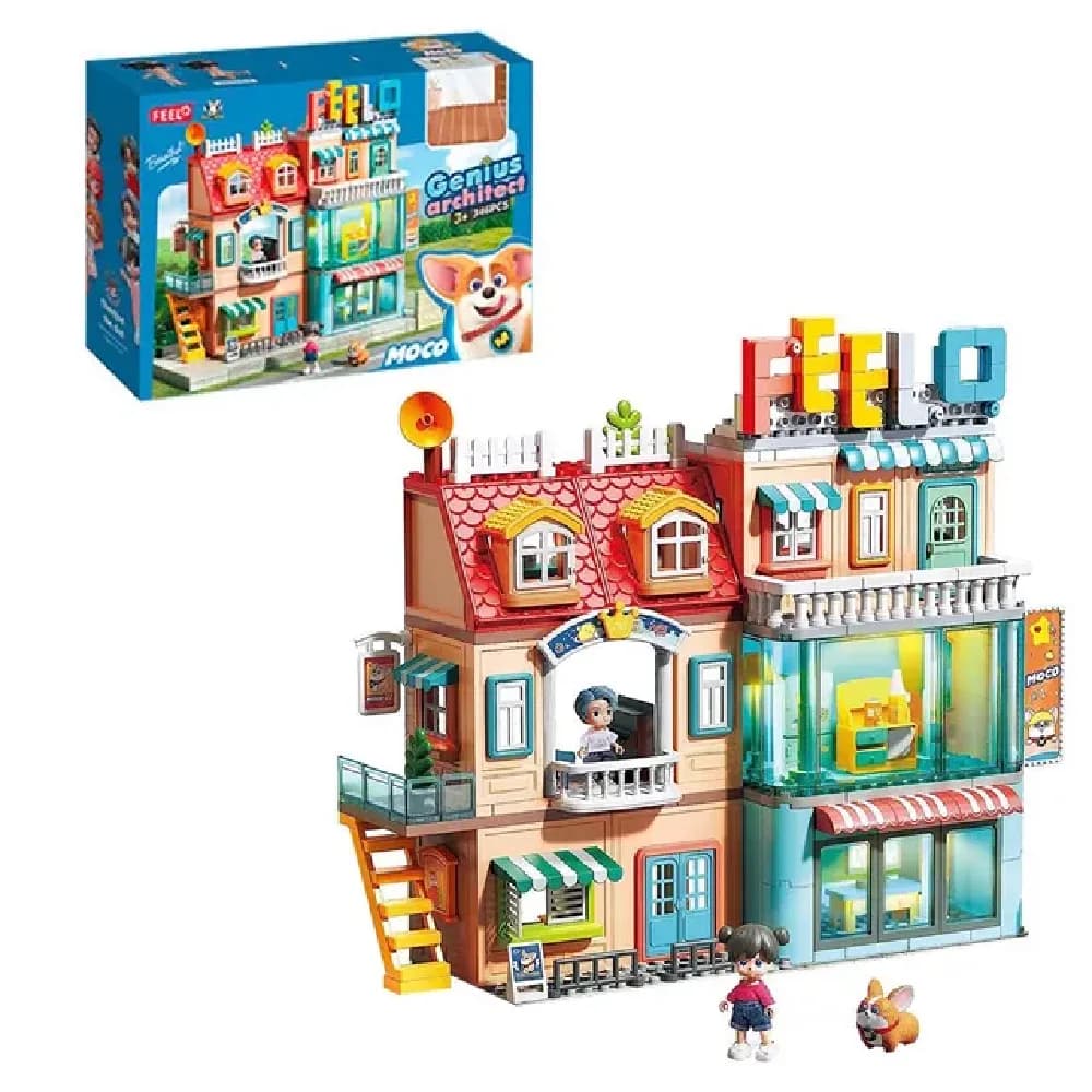 Creative Foldable House Building Blocks Set, 346 Pcs, by feelo, building blocks, ages 3+