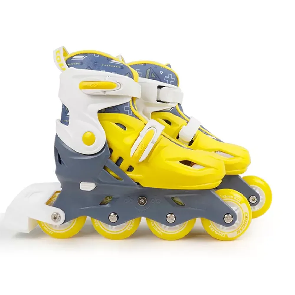 Kids Rollers & Helmet & Protective kit, Yellow, by Cougar, on wheels, ages 8+