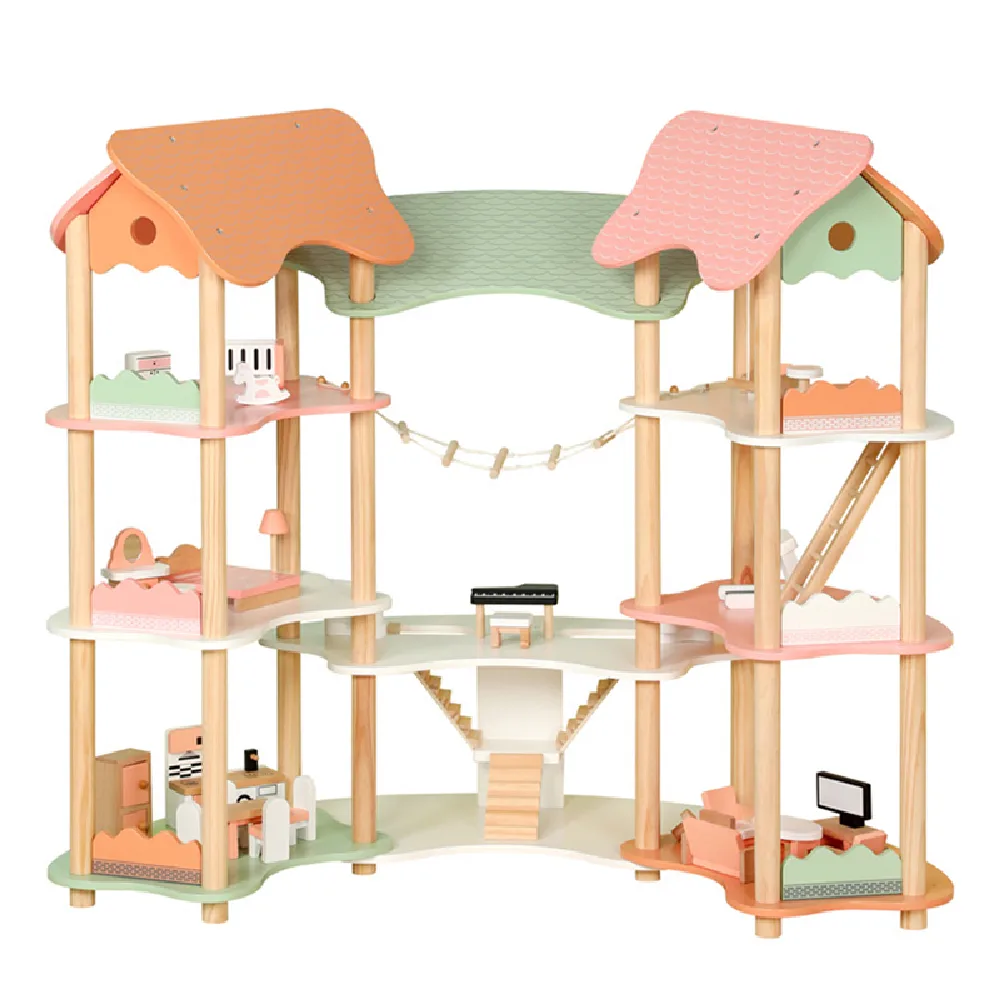 Wooden Dream Doll House Kids Play House Dollhouse, by One Elephant, wooden pretend toys, ages 1 to 4