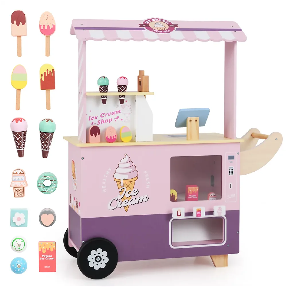 Ice Cream Cart, Vending Machine & Ice Cream Maker, by One Elephant, wooden pretend toys
