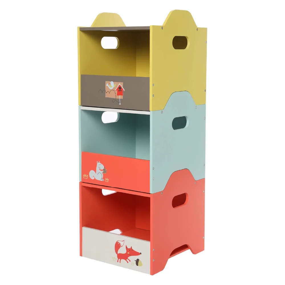 Wooden Semi Open Side Storage Boxes, by Labebe, wooden pretend toys, ages 0+