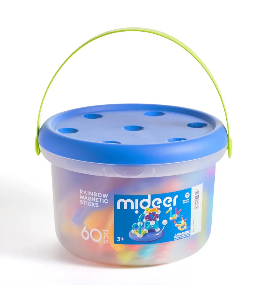 Rainbow Magnetic Building Sticks, 60 Pcs, by Mideer, magnetic, ages 3+