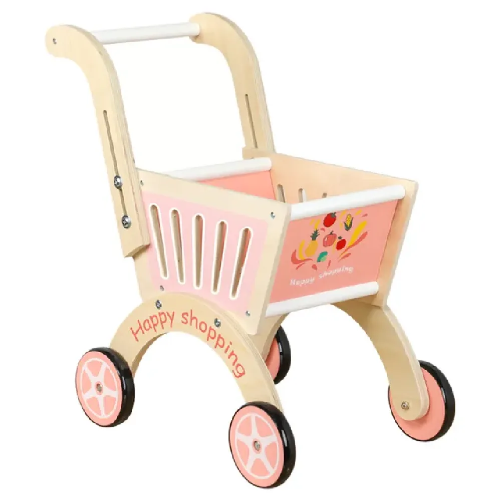 Wooden Shopping Cart Pretend Play, Pink, by One Elephant, wooden pretend toys, ages 1+