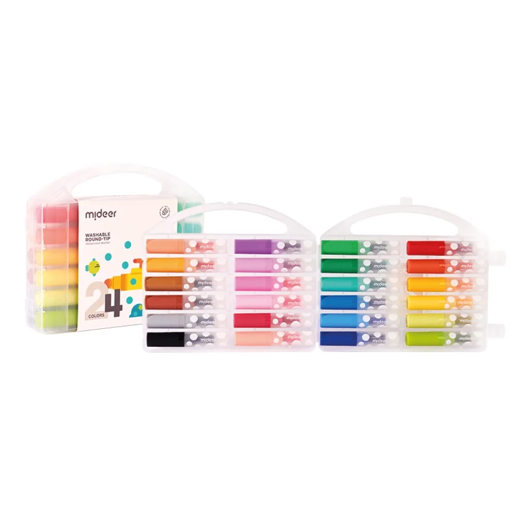 Washable Round-Tip Watercolor Marker, 24 Colors, by Mideer, coloring and painting, ages 3+