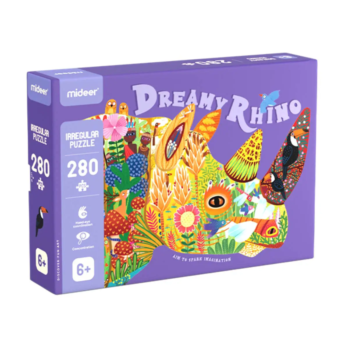 Irregular puzzle-Dreamy Rhino 280pcs, by Mideer, puzzles, ages 6+