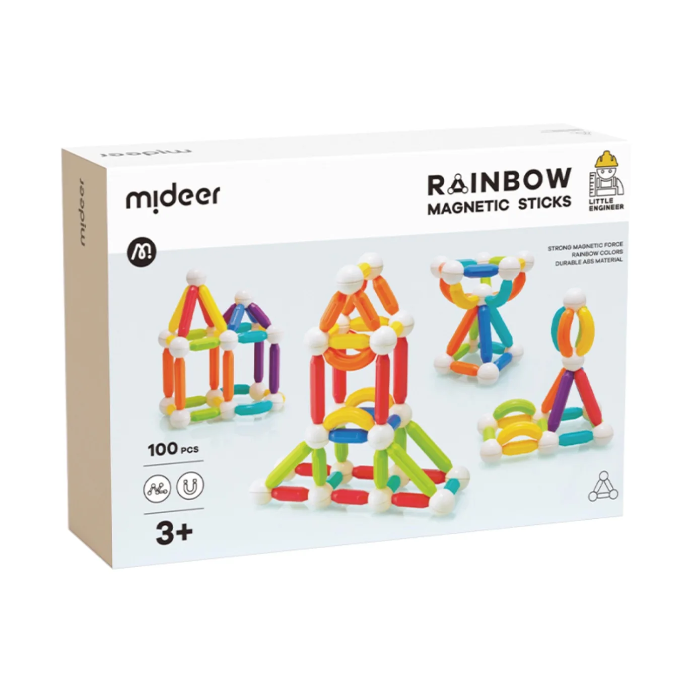 Rainbow Magnetic Sticks, 100pcs, by Mideer, magnetic