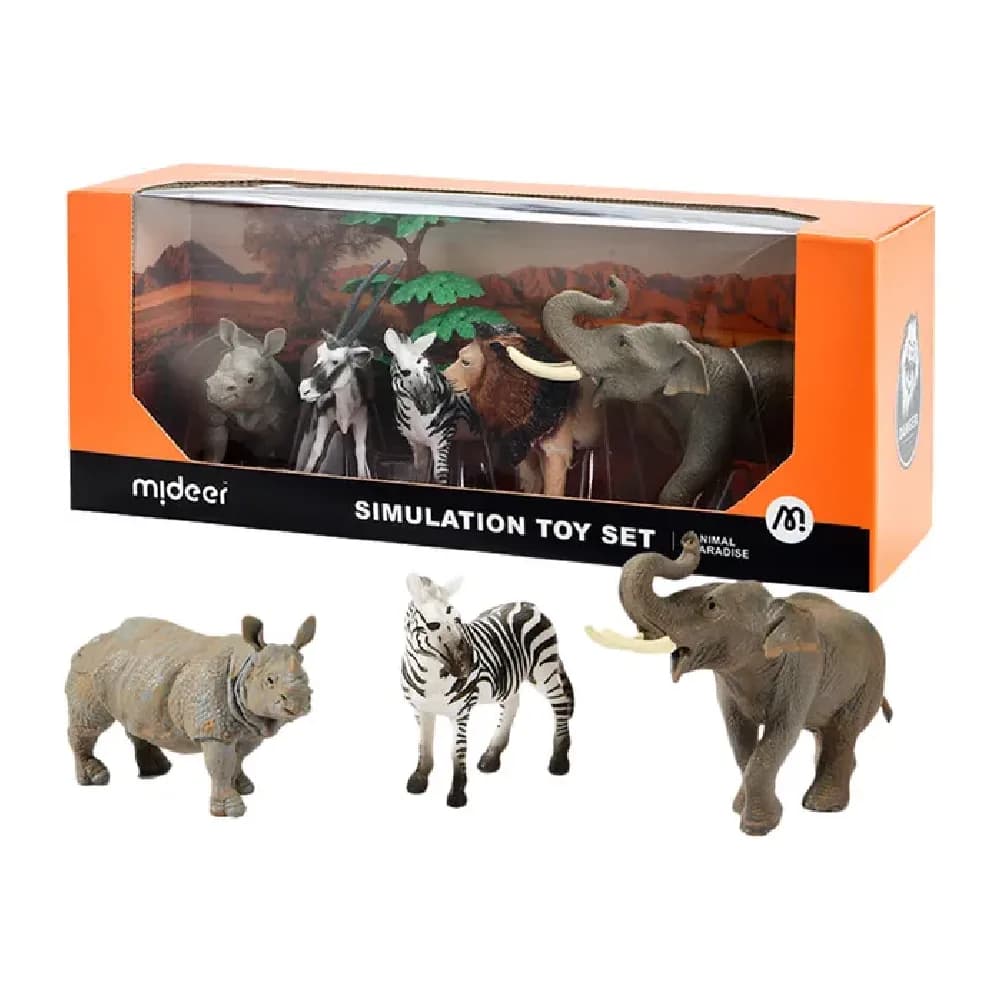 Safari Animal Collectibles 5pcs, by Mideer, classic toys, ages 3+