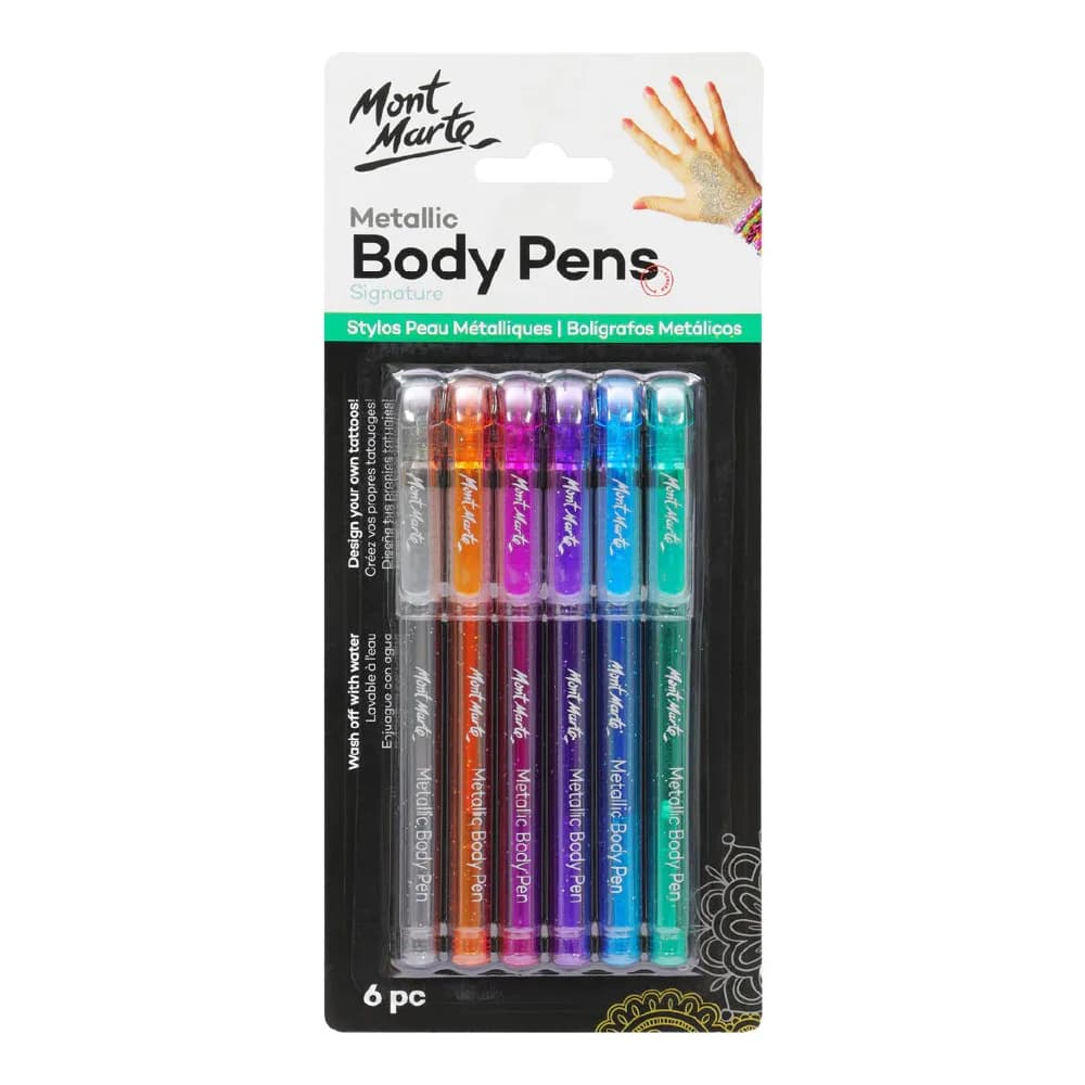 Metallic Body Pens Signature, 6pcs, by Mont Marte, coloring and painting, ages 3+