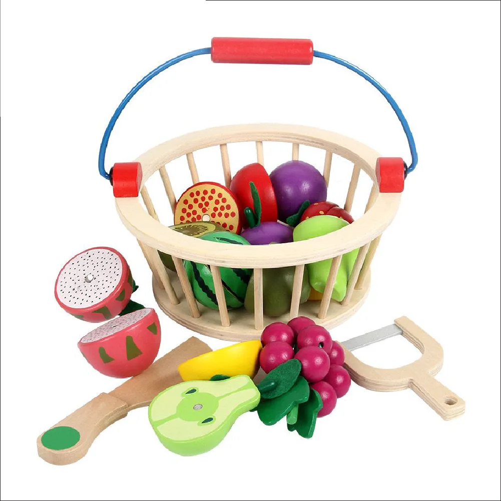 Wooden Fruit Basket, Pretend Play, by One Elephant, wooden pretend toys, ages 2+