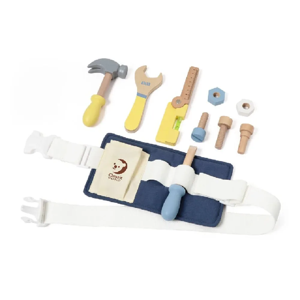 WOODEN TOOL BELT, by Classic World, wooden pretend toys, ages 3+