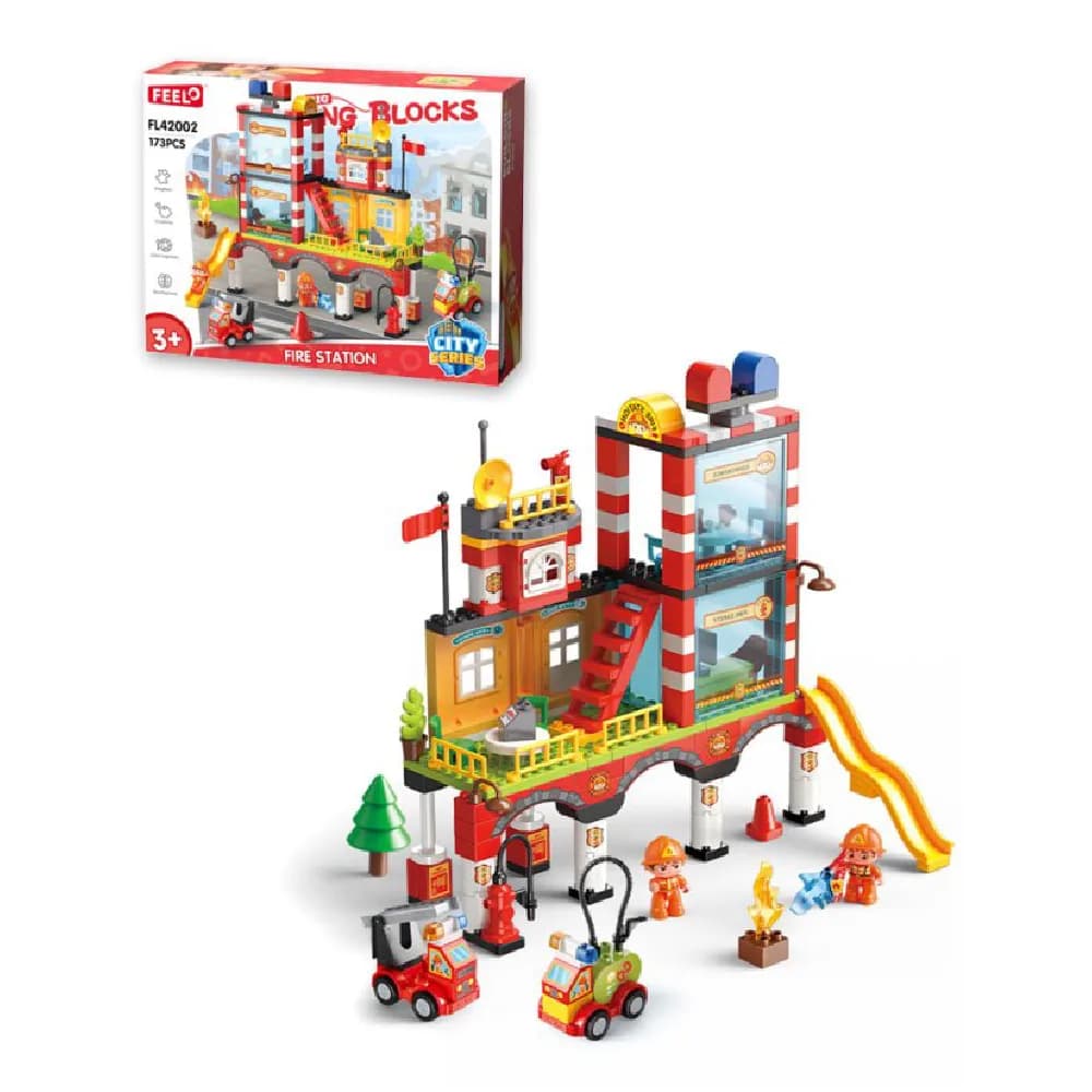 Fire Station Building Blocks Set, 173 Pcs, by feelo, building blocks, ages 3+