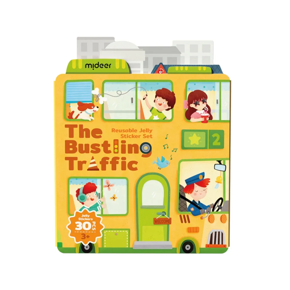 Reusable Jelly Sticker, The Bustling Traffic, by Mideer, craft kits and accessories, ages 3+
