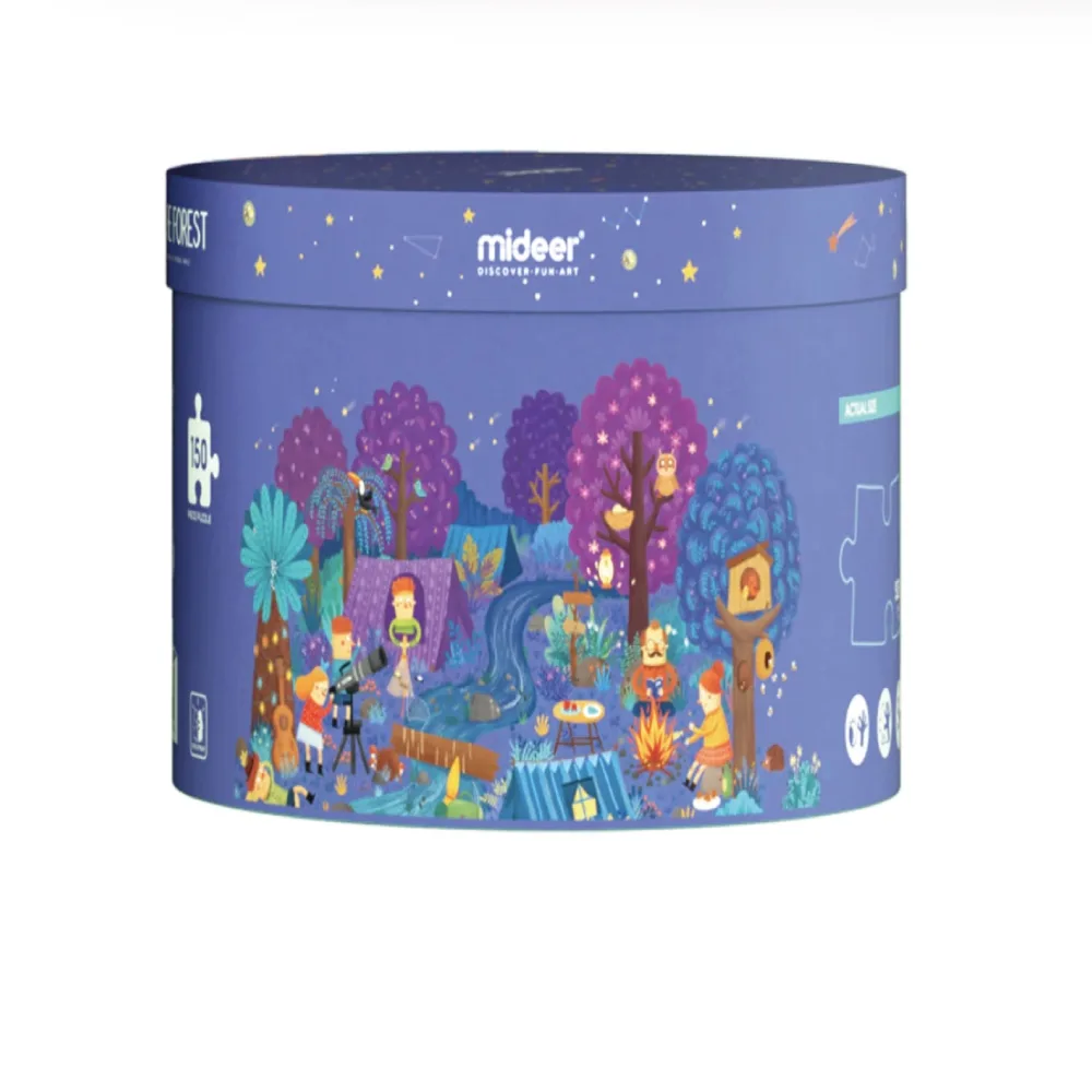 Round Puzzle, A Day In The Forest 150 pcs, by Mideer, puzzles