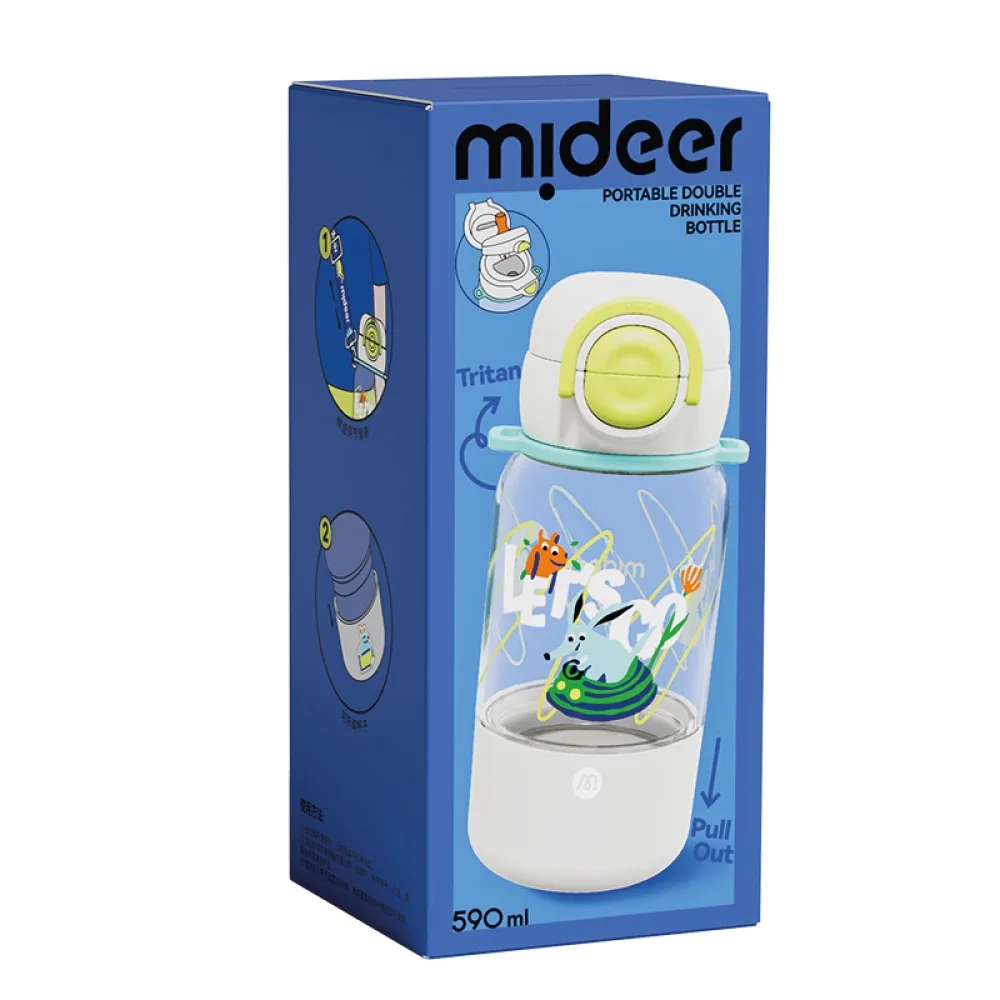 Portable Double Drinking Bottle, Energetic Kangaroo of Plant City, by Mideer, essentials, ages 3+