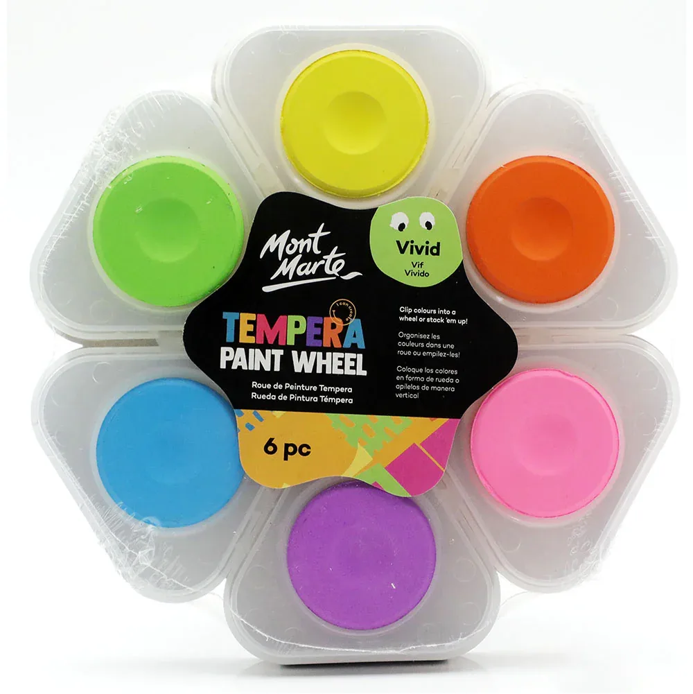 Tempera Paint Wheel Vivid 6pcs, by Mont Marte, coloring and painting, ages 3+