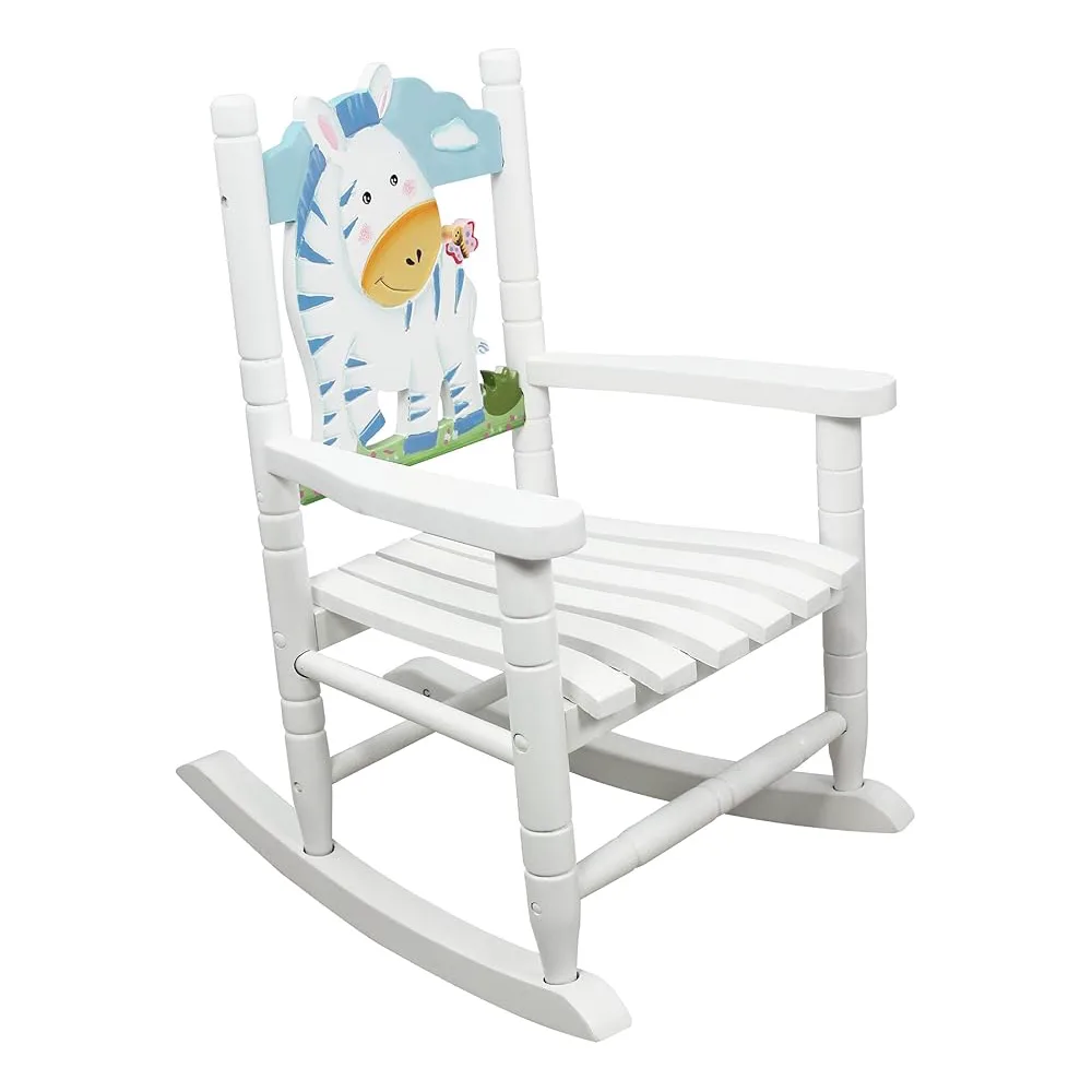 Rocking Chair Zebra multicolored, by Teamson, wooden pretend toys, ages 1 to 4
