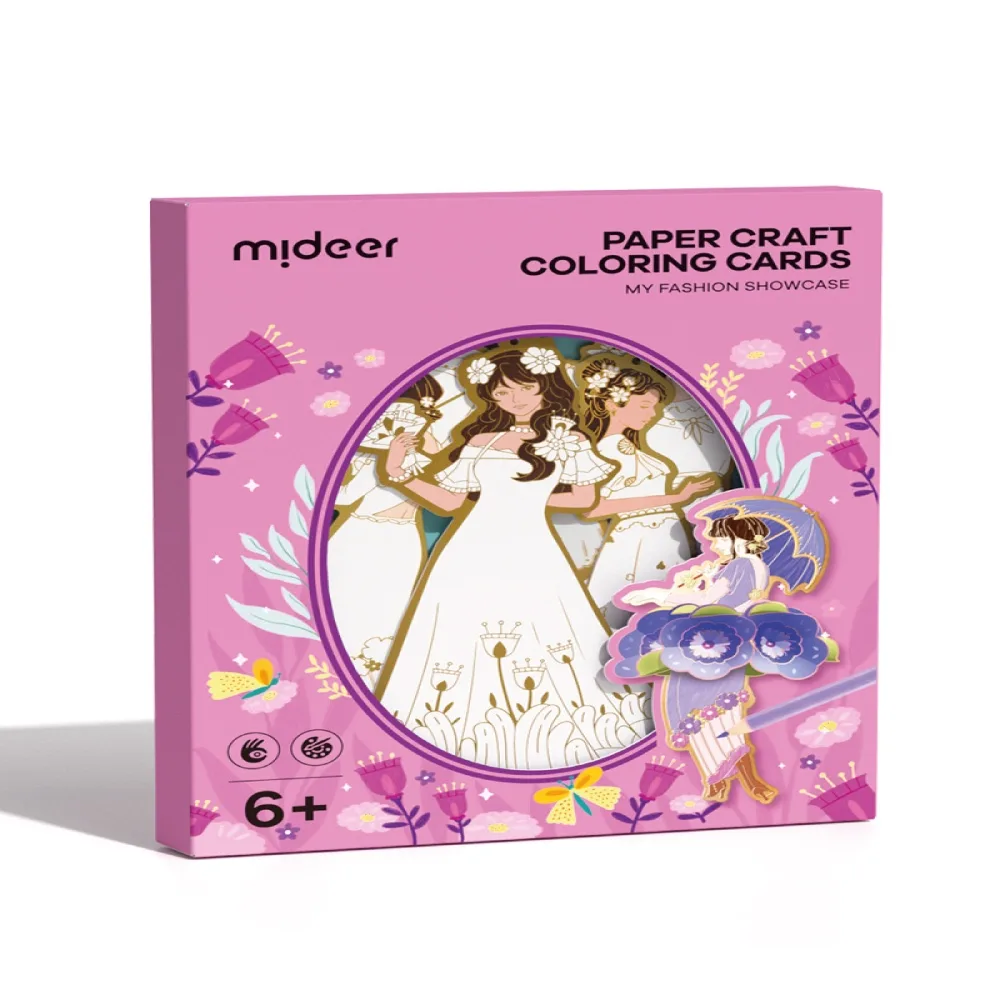 Paper Craft Coloring Cards, My Fashion Showcase, by Mideer, craft kits and accessories, ages 3+