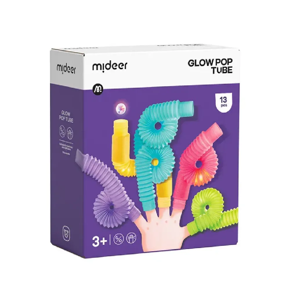 Glow Pop Fidget Tubes, 13pcs, by Mideer, craft kits and accessories, ages 3+