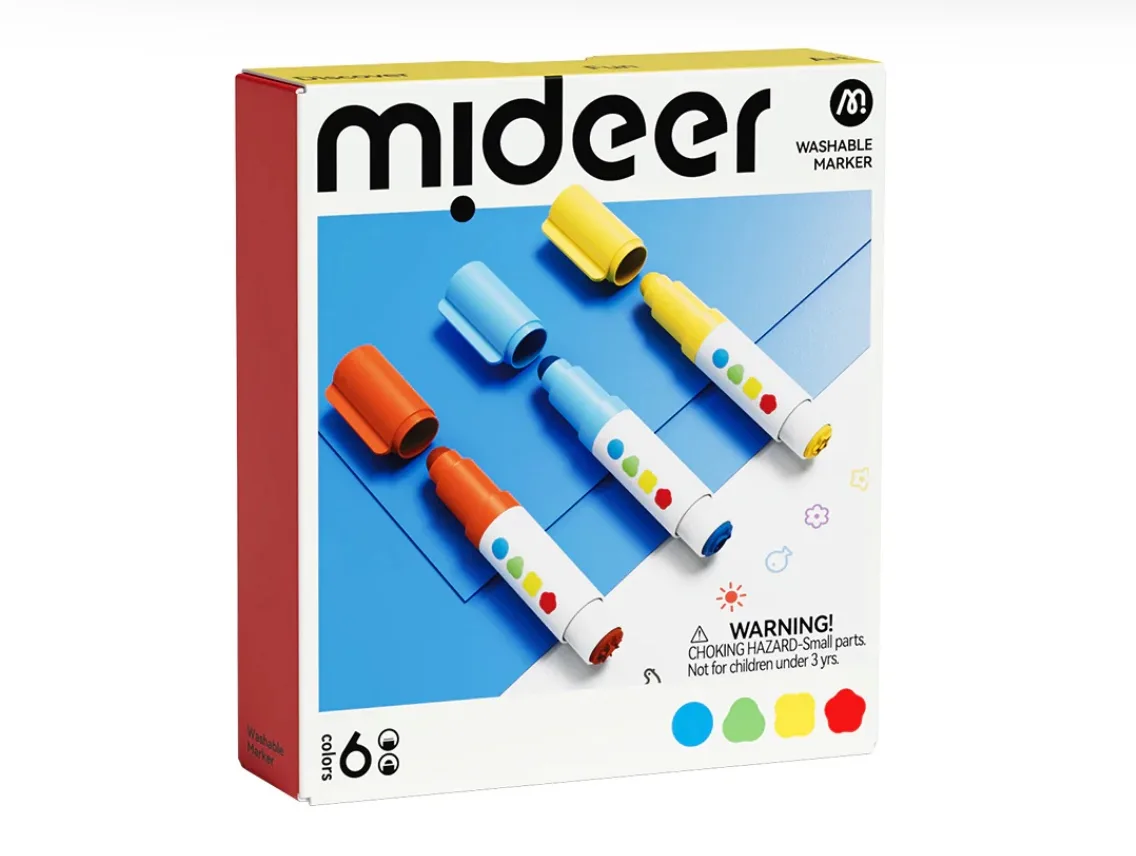 Round-Tip Stamper Washable Marker 6 Colors, by Mideer, coloring and painting, ages 3+