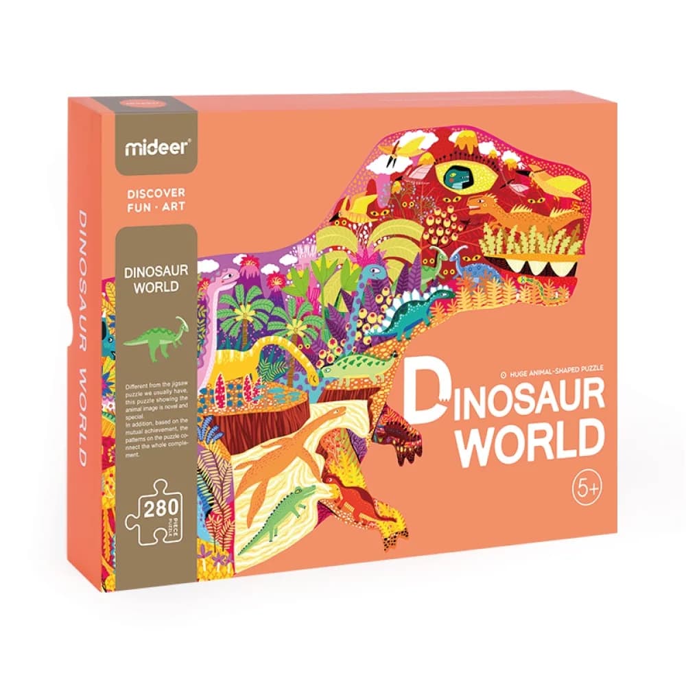 Shaped Puzzle, Huge Animal Dinosaur World 280 pcs, by Mideer, puzzles, ages 5+