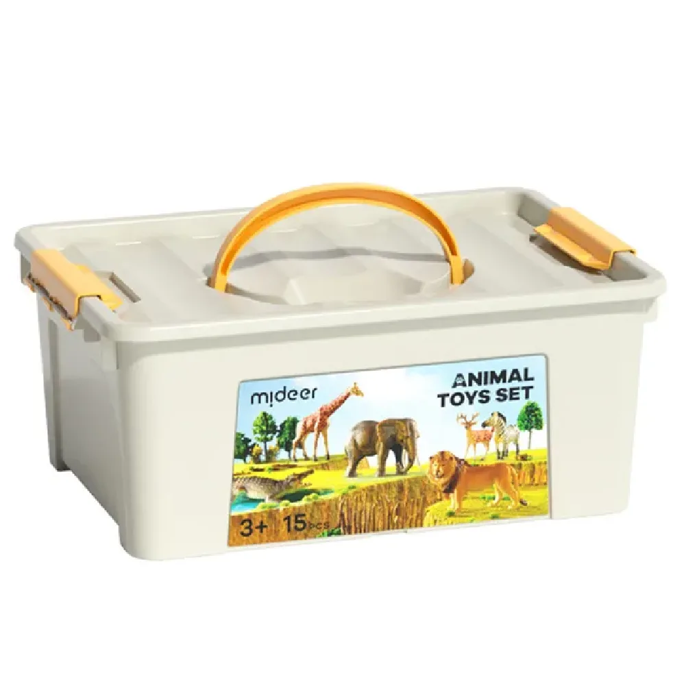Safari Animals Toy Set, 15pcs, by Mideer, classic toys, 12 months+