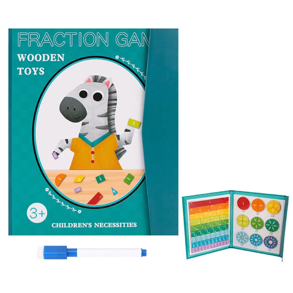 Fraction Game Magnetic Wooden Toy, educational, ages 3 to 7