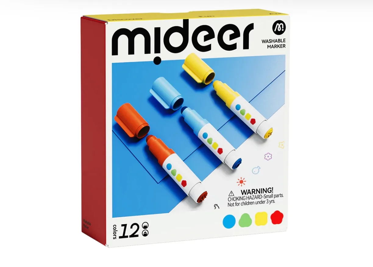 Round-Tip Stamper Washable Marker 12 Colors, by Mideer, coloring and painting, ages 3+