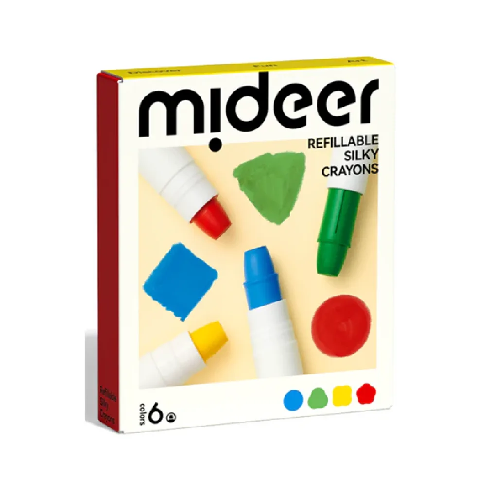 Silky Washable Crayons 6pcs, by Mideer, craft kits and accessories, ages 3+