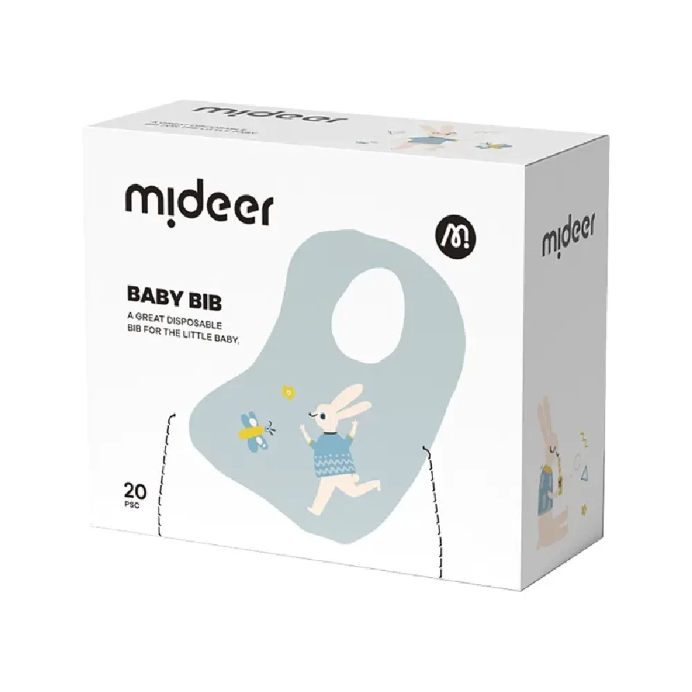 Disposable Baby Bib, Blue Bunny 20pcs, by Mideer, accessories, ages 0 to 2