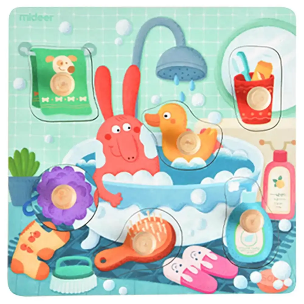 Wooden Peg Puzzle, Bath Time, by Mideer, puzzles, ages 1+