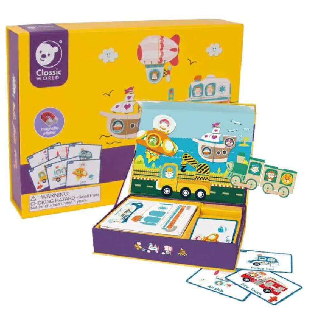 MAGNETIC TRAFFIC AND TRANSPORTATION, by Classic World, magnetic, ages 1 to 4