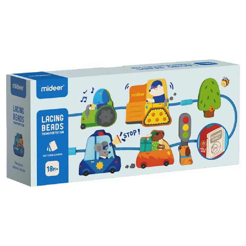 Lacing Beads, Transportation, by Mideer, craft, ages 2+