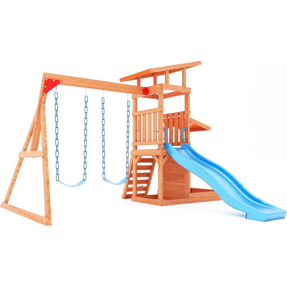 Dolphin PlayGround, Swings Slide And SandBox PlaySet, by Dolphin PlayGround, outdoor, ages 3+