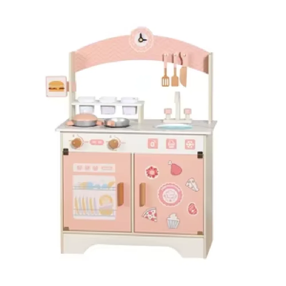 Wooden Pink Kitchen Set, by One Elephant, wooden pretend toys, ages 3+