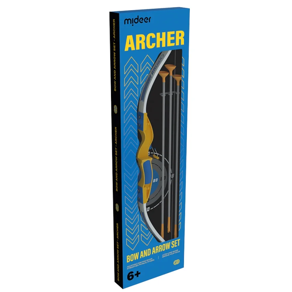 Bow And Arrow Set, Blue And Yellow, by Mideer, games, ages 3+