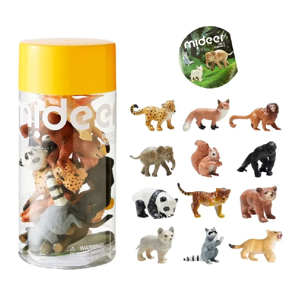 Safari Animal Collectibles, 12 Pcs, by Mideer, classic toys, ages 3 to 7