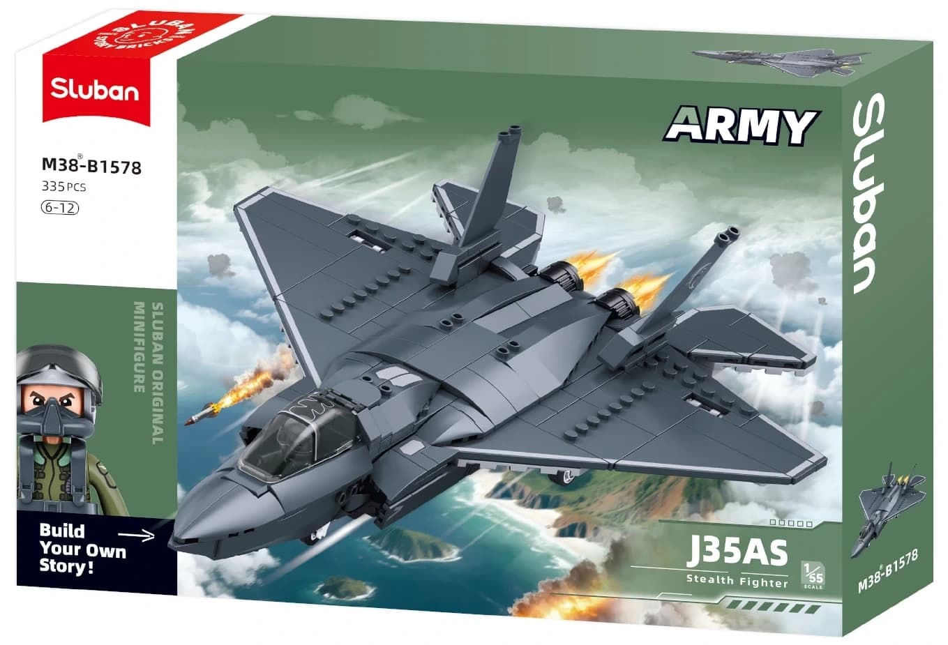 Sluban - Stealth Fighter Aircraft, by Sluban, building blocks, ages 8+